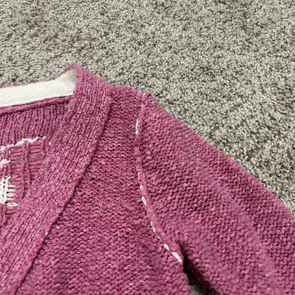 Anthropologie Pilcro Yin Yang Icon Heart Cardigan Pink Size XS Spring Preppy - Picture 5 of 15